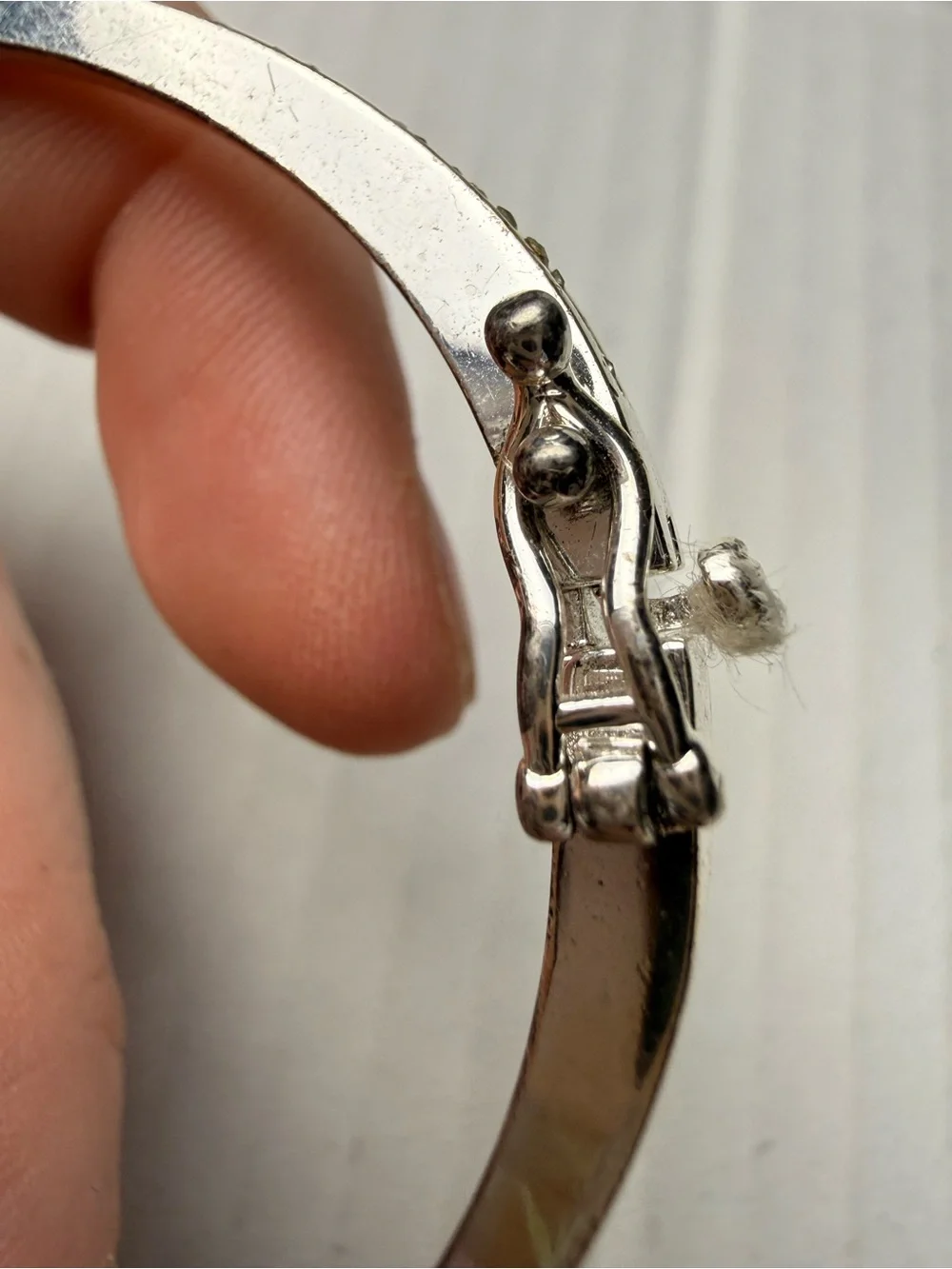 Lauren Ralph Lauren Silver Tone Cubic Zirconia Rhinestone Hinge Bangle Bracelet